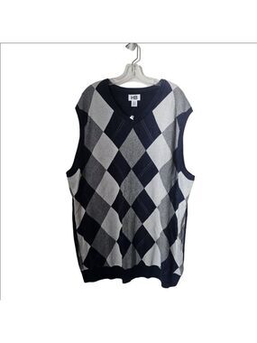 HB Navy Blue Gray Argyle Sweater Vest Size 3XLT